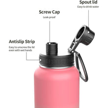 Load image into Gallery viewer, Insulated Stainless Steel Water Bottles 32oz with Spout Lids Metal Vacuum Thermal Large Water Jug Leak-proof Reusable Flask for Sports Gym and Travel,Pink-Green