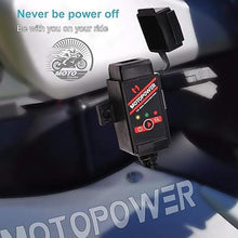 Load image into Gallery viewer, MOTOPOWER MP0608A 3.1Amp Motorcycle Dual USB Port SAE to USB Adapter Battery Monitor with Switch Control and LED Indicator