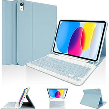 Load image into Gallery viewer, LAMA Slim Detachable Keyboard Case for iPad 10th Generation 10.9" 2022 (A2696/A2757/A2777), Wireless Keyboard Case with Pencil Holder for iPad 10th Generation, Blue