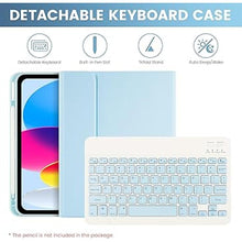 Load image into Gallery viewer, LAMA Slim Detachable Keyboard Case for iPad 10th Generation 10.9" 2022 (A2696/A2757/A2777), Wireless Keyboard Case with Pencil Holder for iPad 10th Generation, Blue