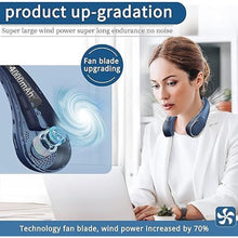 Load image into Gallery viewer, Neck Fan, USB Rechargeable Personal Fan, 4000 mAh Battery Operated, 3 Speeds Adjustable, Faster Cooling, Ultra Quiet, Suitable for Home, Office, Travel, Sports