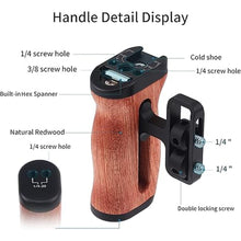 Load image into Gallery viewer, Foto4easy Universal Camera Wooden Side Handle,Adjustable Up and Down Side Handle Grip with 1/4"-20 Screw Hole and Cold Shoe Mount for DSLR Camera Cage and Camnera Accessories