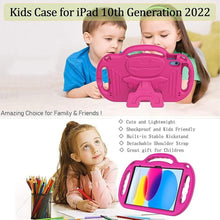 Load image into Gallery viewer, LTROP Compatible for iPad 10th Generation(10.9 Inch) 2022, Case for iPad Gen 10 10.9 Inch with Shoulder Strap, Shockproof Durable Handle Kickstand Bumper Case for iPad 10th Generation, Hot Pink