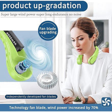 Load image into Gallery viewer, Portable Neck Fan, Bladeless Neck Fan, USB Rechargeable Personal Fan, 4000 mAh Battery Operated Wearable Fan, 3 Speeds Adjustable,Faster Cooling, Ultra Quiet, Suitable for Home, Office, Sports