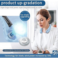 Load image into Gallery viewer, Neck Fan, Bladeless Neck Fan, USB Rechargeable Personal Fan, 4000 mAh Battery Operated Wearable Fan, 3 Speeds Adjustable,Faster Cooling, Ultra Quiet, Suitable for Home, Office, Travel, Sports