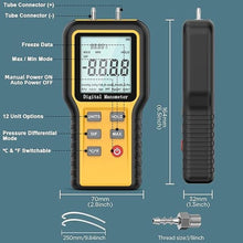 Load image into Gallery viewer, Manometer, Professional Air Pressure Meter, Dual-Port HVAC Digital Manometer Gas Pressure Tester,12 Selectable Units Differential Pressure Gauge