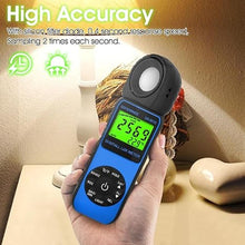 Load image into Gallery viewer, Illuminance Light Meter, Digital Lux Foot Candles Meter 0.1~400,000 Lux (0.1~40,000 FC) with 270º Rotatable Detector, Lumen Meter Luxmeter for Indoor Outdoor 881D