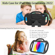 Load image into Gallery viewer, LTROP Kids Case for New iPad 10th Generation 10.9 Inch 2022, with Shoulder Strap, Durable Handle Stand Child-Proof Bumper Case, Black