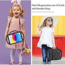 Load image into Gallery viewer, LTROP Kids Case for New iPad 10th Generation 10.9 Inch 2022, with Shoulder Strap, Durable Handle Stand Child-Proof Bumper Case, Black