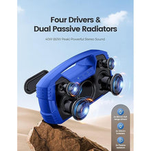 Load image into Gallery viewer, Houl Zallee IPX7 Waterproof Bluetooth Speaker, 40W (60W Peak) Portable Wireless Speakers, 32H Playtime, Stereo Loud Sound, Deep Bass, Bluetooth 5.0, Built-in Mic for Camping, Party, Gifts, Beach-Blue