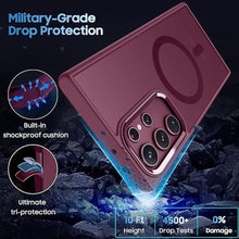 Load image into Gallery viewer, Translucent Matte for Samsung Galaxy S22 Ultra Case, Magnetic Compatible with MagSafe, Slim Thin Cover with Camera Lens Protector Shockproof Phone Shell, Burgundy