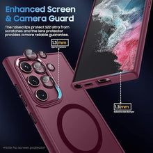 Load image into Gallery viewer, Translucent Matte for Samsung Galaxy S22 Ultra Case, Magnetic Compatible with MagSafe, Slim Thin Cover with Camera Lens Protector Shockproof Phone Shell, Burgundy