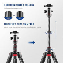 Load image into Gallery viewer, NEEWER Upgraded 80.7" Carbon Fiber Camera Tripod Monopod with Telescopic 2 Section Center Axes, 360° Panorama Ballhead, 1/4" Arca Type QR Plate, Travel Tripod with ø28mm Column, Max Load 26.5lb, N55CR