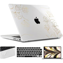 Load image into Gallery viewer, TWOLSKOO Compatible with M4 MacBook Pro 14 inch Case 2024-2021 Release Chip Models M4 M3 M2 M1 Pro Max, Plastic Hard Shell & Keyboard Cover & Trackpad Film & Screen Protector, Golden Floral