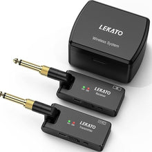 Load image into Gallery viewer, LEKATO Wireless Guitar System with Charging Case, Rechargeable Wireless Guitar Transmitter Receiver 2.4Ghz Guitar Wireless System 4 Channels for Electric Guitar Bass,with Dual Plugs (WS-100)