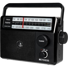 Load image into Gallery viewer, Retekess TR633 AM FM Radios with Best Reception, Portable Radio Plug in Wall, External Antenna Jack, Battery Operated Radio by 4 AA Batteries Or AC Power for Senior, Home