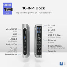 Load image into Gallery viewer, Plugable 16-in-1 Thunderbolt 4 Dock – Dual 4K Monitors for M4 MacBook Air/Pro, 100W Charging, 2X HDMI, 2X DisplayPort, 2.5G Ethernet, 7X USB, MicroSD/SD Card Reader, Audio, Windows & USB4 Compatible