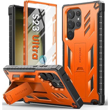 Load image into Gallery viewer, FNTCASE for Samsung Galaxy S23-Ultra Case: Military Grade Drop Proof Protection Mobile Cover with Kickstand | Matte Textured Rugged Shockproof TPU | Protective Sturdy Phone Case - Orange