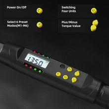 Load image into Gallery viewer, 1/2 Inch Drive Digital Torque Wrench, 12.5-250.8 Ft.lb/17-340 Nm Electronic Torque Wrench, ±2% Accuracy with Preset Value, Data Storage, Buzzer and LED Flash Notification for Motorcycle, Car