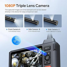 Load image into Gallery viewer, Triple Lens Sewer Inspection Camera with 50FT Semi-Rigid Cable, DEPSTECH 5"IPS Screen Endoscope Camera with Lights, 1080P Industrial Borescope, Split Screen, Waterproof Drain Pipe Camera,Carrying Case