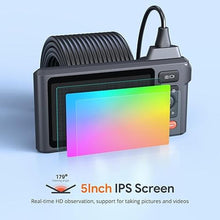 Load image into Gallery viewer, Triple Lens Sewer Inspection Camera with 50FT Semi-Rigid Cable, DEPSTECH 5"IPS Screen Endoscope Camera with Lights, 1080P Industrial Borescope, Split Screen, Waterproof Drain Pipe Camera,Carrying Case