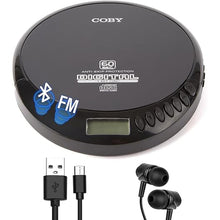 Load image into Gallery viewer, Coby CD Player Portable Bluetooth CD Player for Car, Headphones, FM, AUX, MP3 Anti-Skip CD Player for Home, Compact Discman, Rechargeable, Lightweight
