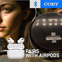 Load image into Gallery viewer, Coby CD Player Portable Bluetooth CD Player for Car, Headphones, FM, AUX, MP3 Anti-Skip CD Player for Home, Compact Discman, Rechargeable, Lightweight