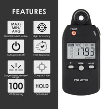 Load image into Gallery viewer, Quantum PAR Meter Full-Spectrum High Precision PPFD Tester for Photosynthetic Activity of Indoor and Outdoor Plants 400-700nm Light Lux Tester