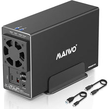 Load image into Gallery viewer, MAIWO USB-C Dual Bay Hard Drive RAID Enclosure for 3.5 inch SATA HDD, RAID 0/1/JBOD/PM 10Gbps USB 3.1 to HDD Adapter, 36TB Capacity, Aluminum External HDD Case