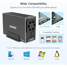 Load image into Gallery viewer, MAIWO USB-C Dual Bay Hard Drive RAID Enclosure for 3.5 inch SATA HDD, RAID 0/1/JBOD/PM 10Gbps USB 3.1 to HDD Adapter, 36TB Capacity, Aluminum External HDD Case