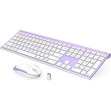 Load image into Gallery viewer, Wireless Keyboard and Mouse, Vssoplor 2.4GHz Rechargeable Compact Quiet Full-Size Keyboard and Mouse Combo with Nano USB Receiver for Windows, Laptop, PC, Notebook-Lavender Purple