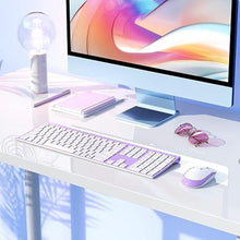 Load image into Gallery viewer, Wireless Keyboard and Mouse, Vssoplor 2.4GHz Rechargeable Compact Quiet Full-Size Keyboard and Mouse Combo with Nano USB Receiver for Windows, Laptop, PC, Notebook-Lavender Purple