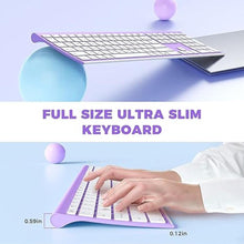 Load image into Gallery viewer, Wireless Keyboard and Mouse, Vssoplor 2.4GHz Rechargeable Compact Quiet Full-Size Keyboard and Mouse Combo with Nano USB Receiver for Windows, Laptop, PC, Notebook-Lavender Purple