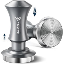 Load image into Gallery viewer, 51mm Espresso Tamper, YMWVH Premium Barista Espresso Coffee Tamper Silver with Dual Spring Loaded 100% Stainless Steel Ripple Base, Constant 30lb, Compatible with Delonghi Espresso Coffee Machine