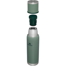 Load image into Gallery viewer, Stanley Adventure-To-Go Vacuum Bottle 1.1 qt | Wide Mouth with Leakproof Cup Lid | Keep Drinks Hot or Cold | Packable for Travel | Insulated Stainless Steel Thermos | BPA-Free | Hammertone Green
