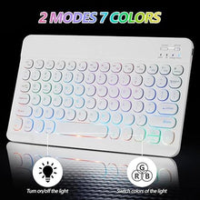 Load image into Gallery viewer, Bluetooth Keyboard and Mouse Combo for iPad - Rechargeable Wireless Keyboard & Mouse with 7-Color Backlit Compatible with iPad 9th/8th Gen, iPad Pro/Air/Mini, iPhone14/13/12 Pro, Round Keys White