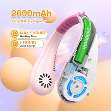 Load image into Gallery viewer, Kids Neck Fan, Portable Bladeless Fans for Kid 4-14Y Girls & Boys, 2600mAh USB Personal Mini Cooling Fan for Travel/Camping/Study, 4 Speeds, Lightweight, Compact, Perfect Summer Gifts for Kids
