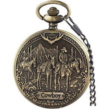 Load image into Gallery viewer, Tiong Pocket Watch Classic 3D Pattern Design Quartz Pocket Watch with Chain Birthday Christmas Gifts for Men Women