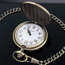Load image into Gallery viewer, Tiong Pocket Watch Classic 3D Pattern Design Quartz Pocket Watch with Chain Birthday Christmas Gifts for Men Women