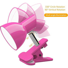 Load image into Gallery viewer, LED Clip on lamp,5W Super Bright Reading Light, 330° Rotation Small Lamp with Clamp on Desk/Table/Bed Headboard/Cupboard Home Lighting, Modern and Save Space Illumination Powerful Lamp Pink