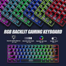 Load image into Gallery viewer, abucow Gaming Keyboard Minimalist Portable Wired Ultra-Compact Mini Imitation 61 Keys RGB Backlit Keyboard (Black)