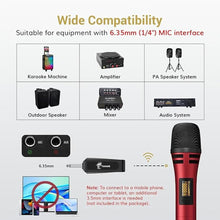 Load image into Gallery viewer, TONOR Wireless Microphones, UHF Dual Karaoke Microphone System, Microfonos Inalambricos with Rechargeable Receiver, Cordless Dynamic Mic Micro Set for Singing, Wedding, DJ, Party, Speech TW320 Red