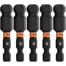 Load image into Gallery viewer, Railer 10mm Hex Impact Driver Bit - 5 Pack (2 inch, S2 Steel, Heat Hardened)