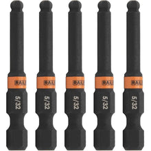 Load image into Gallery viewer, Railer Ball-End Hex 5/32" Impact Driver Bit Allen Wrench Drill Hex Bits. 1/4 Quick Release S2 Steel 2 inch 5/32" Ball-End Hex Bits. (5 Pack)