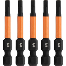 Load image into Gallery viewer, Hex 1/8" Impact Driver Bit - Railer Allen Wrench Drill Hex Bits. 1/4 Quick Release S2 Steel 2 inch 1/8" Hex Bits. (5 Pack)