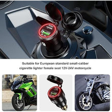 Load image into Gallery viewer, Kewig Aluminum DIN Hella Plug to Dual QC3.0 USB & Type-C Quick Charger Waterproof Adapter for 12V-24V BMW Ducati Triumph Motorcycle Hella DIN Socket (Black with Red Light)