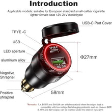 Load image into Gallery viewer, Kewig Aluminum DIN Hella Plug to Dual QC3.0 USB & Type-C Quick Charger Waterproof Adapter for 12V-24V BMW Ducati Triumph Motorcycle Hella DIN Socket (Black with Red Light)