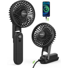 Load image into Gallery viewer, EasyAcc Portable Hand Held Fan, Ultra Quiet 5 Speed Personal Fan, LED Dispay USB C Rechargeable Handheld Fan, 180° Foldable Small Desk Fan, Electric Cooling Fan&PowerBank for Office Home Travel