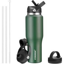 Load image into Gallery viewer, HYDROWION Water Bottle Insulated,32oz Water Bottles Straw Lid, Spout Lid and Flex Cap, Tumbler Flask (Cold for 48 Hrs, Hot for 24 Hrs), Leakproof Travel Thermo Mug, Fit Any Car Cupholder, Olive