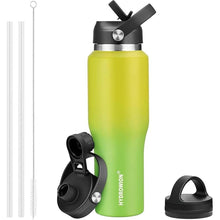 Load image into Gallery viewer, HYDROWION Water Bottle Stainless Steel,Vacuum Insulated Leak Proof Tumbler 32oz with Straw Lid, Spout Lid and Flex Cap(Cold for 48 Hrs, Hot for 24 Hrs), Fit in Any Car Cup Holder, Yellow&Green